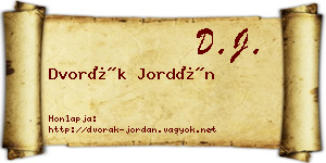 Dvorák Jordán névjegykártya